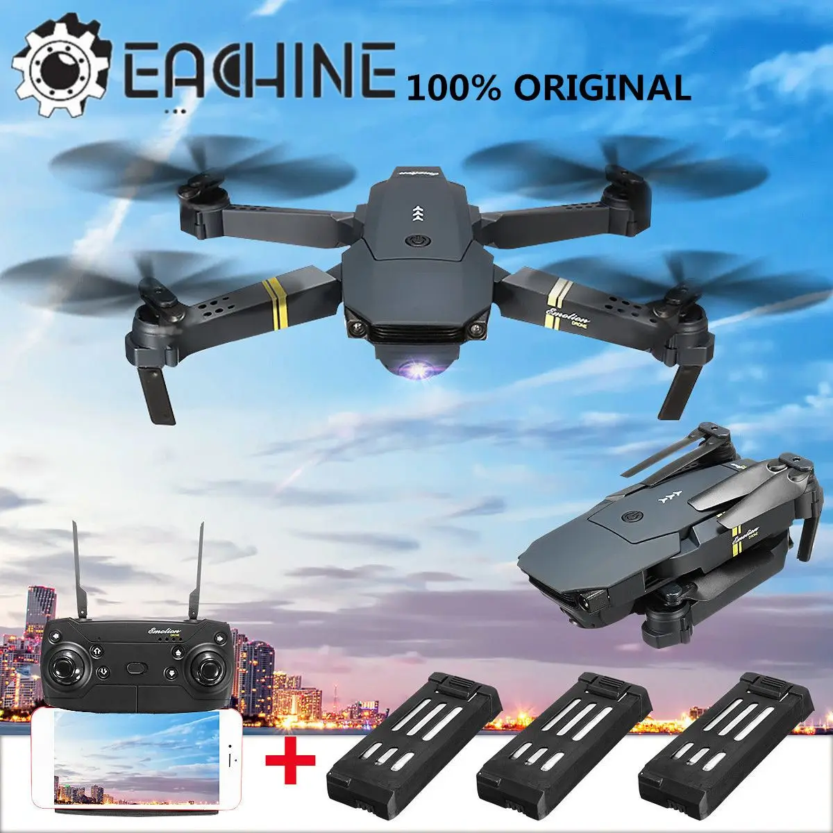 

Дрон E58 складной, широкоугольная камера Eachine P HD, WIFI, FPV, функция удержания высоты, Радиоуправляемый, RTF, с сумкой, игрушки для улицы