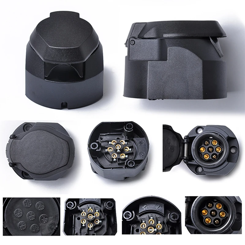 

2021 New 12V 7-Pin Flat Round Trailer Connection Socket European Standard Truck Trailer Link Flat Round Cars Trailer Connector