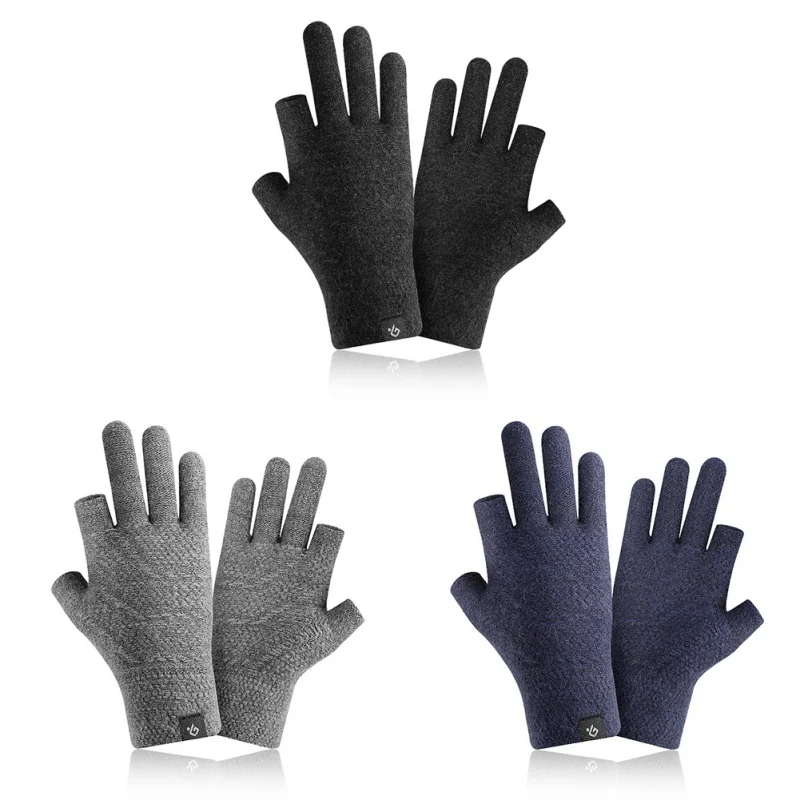 

Touch Screen Outdoor Sports Knitted Gloves Winter Warm Wool Double Finger Bicycle Ski Gloves