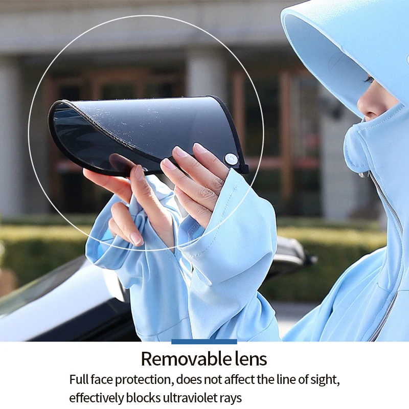 

Sun Protection Clothes Women Sun-proof Clothes Summer Thin Shirt Electric Car Sun-proof Clothing with Anti-UV Face Covering