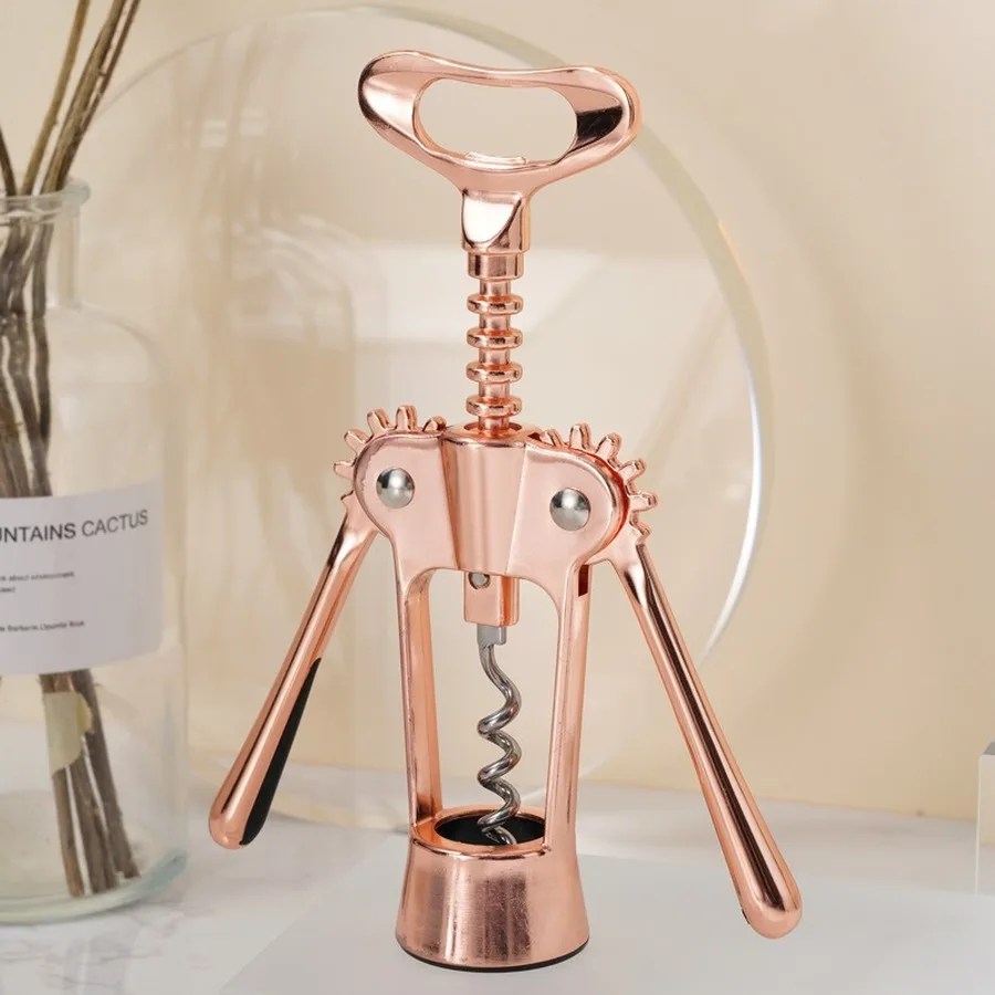 

1pc Rose gold Wine Corkscrew Zinc Alloy Waiter Bottle Beer Cap Opener Keychain Outdoor Bottle Opener Bar Kitchen Tools Gift
