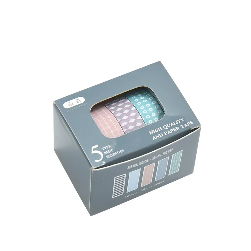 

JIANWU 5pcs/set 10mmx2m Simple Grids Series Cute Washi Tape Set DIY Notebook Scrapbook Masking Tape School Supplies Stationery