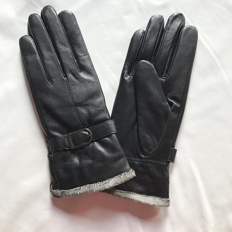 

Women's autumn winter thicken warm 100% genuine leather glove female natural leather thicken slim riding driving glove R3316