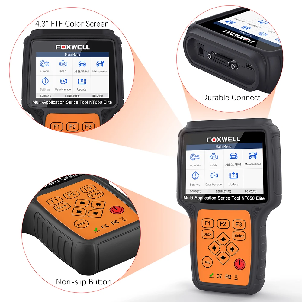 

Foxwell NT650 Elite OBD2 Car Diagnostic Tool Engine ABS SRS Airbag 20 Reset Function Auto Scanner OBD 2 Diagnostic Scanner