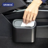 car trash can bin hanging vehicle garbage dust case storage box black square pressing type trash can auto interior accessories