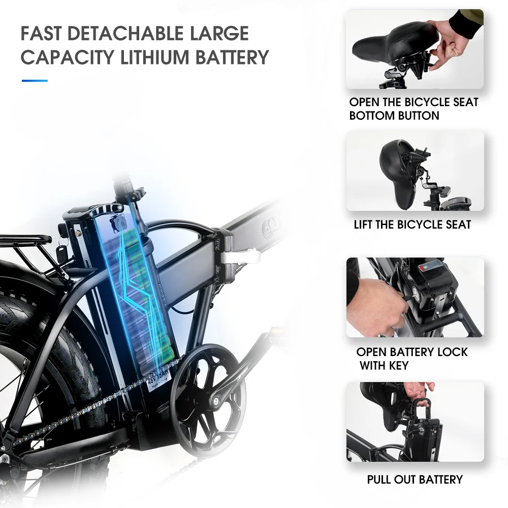 Verkaufen Elektrische Bike 750W 48v 15AH Lithium-batterie 4,0 Fett Reifen Elektrische Fahrrad Beach Cruiser Bikes Booster Fahrrad Klapp Ebike