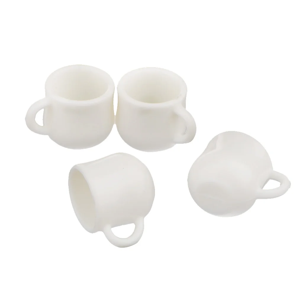 

Doll House Miniature White Coffee Water Tea Cups 1/12 Scale Dining Ware