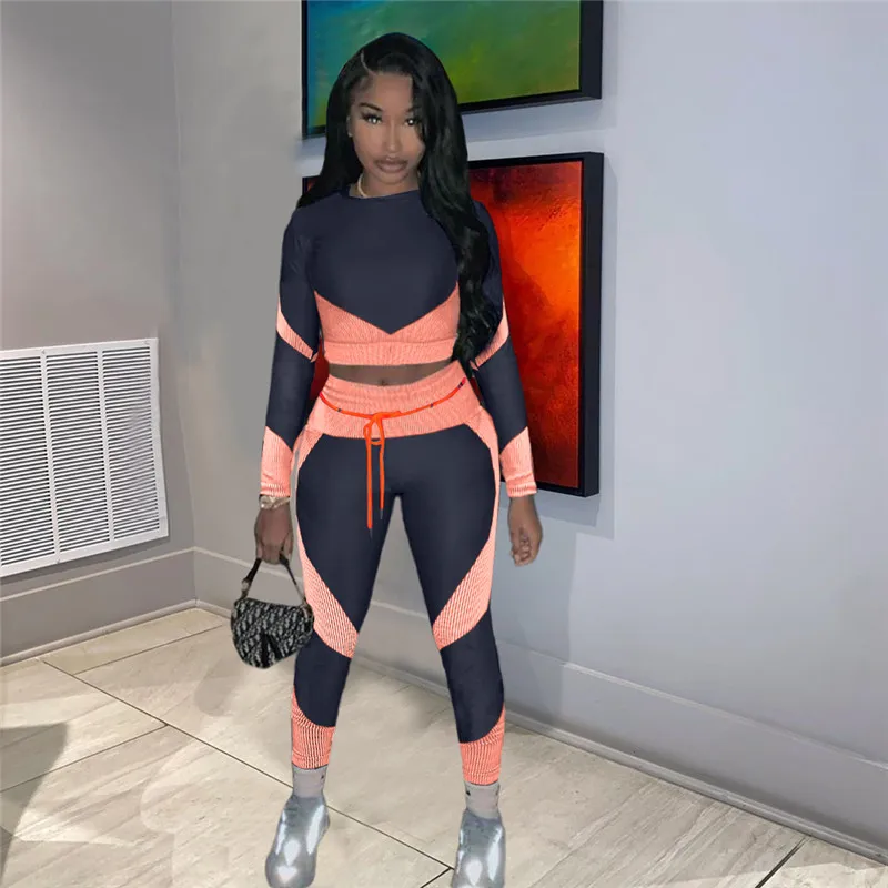 2020 Fall Running Tracksuit Sportswear 2 Pieces Set Top and Pants Suit Jogging Femme Fitness Matching Sets for Women Sport Suit