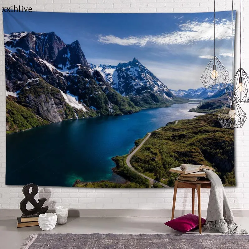 

Customized River Hanging Fabric Background Wall Covering Home Decoration Blanket Tapestry Bedroom,Living Room Wall Decor
