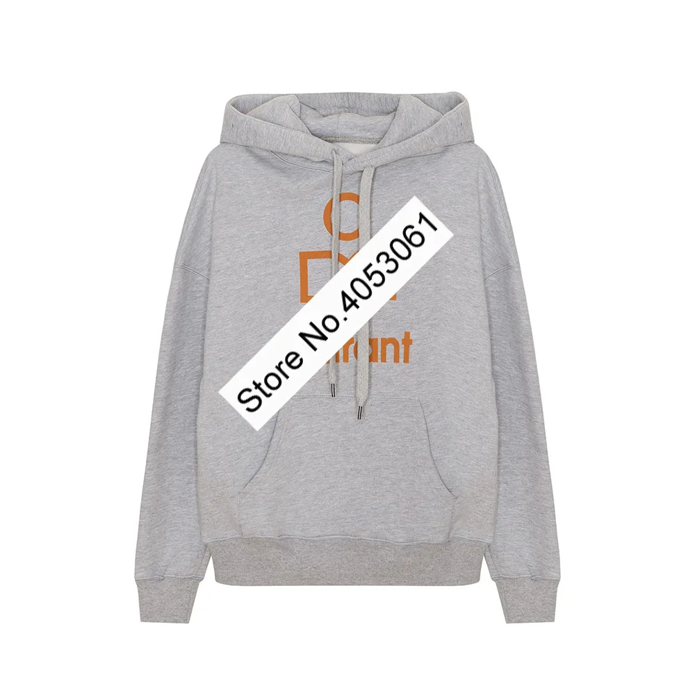 Новейшая Женская хлопковая толстовка с капюшоном большого размера с опущенными плечами и логотипом спереди и карманами-кенгуру