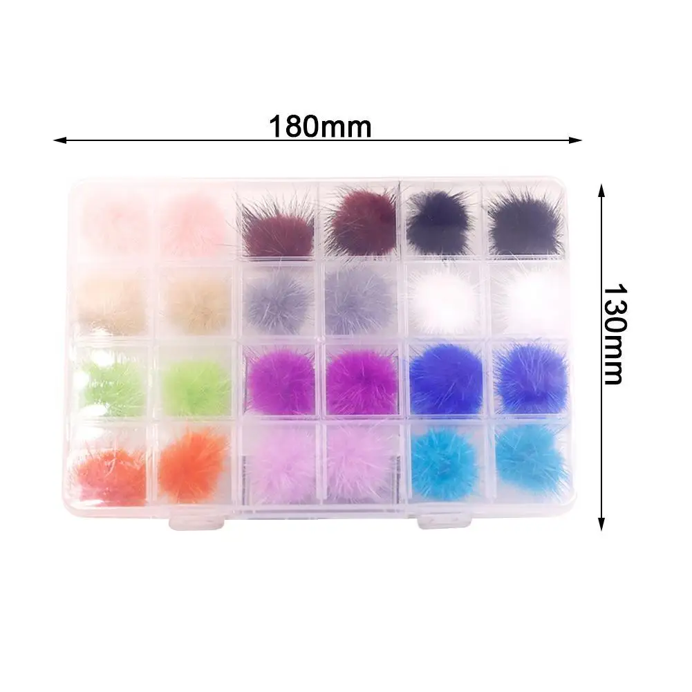 

24PCS/Set Detachable Magnet Ball Fluffy 3D 27*27mm Jewelry Colors Kit Pons Manicure Accessories 12 Nails DIY Puffy Pom K0A4