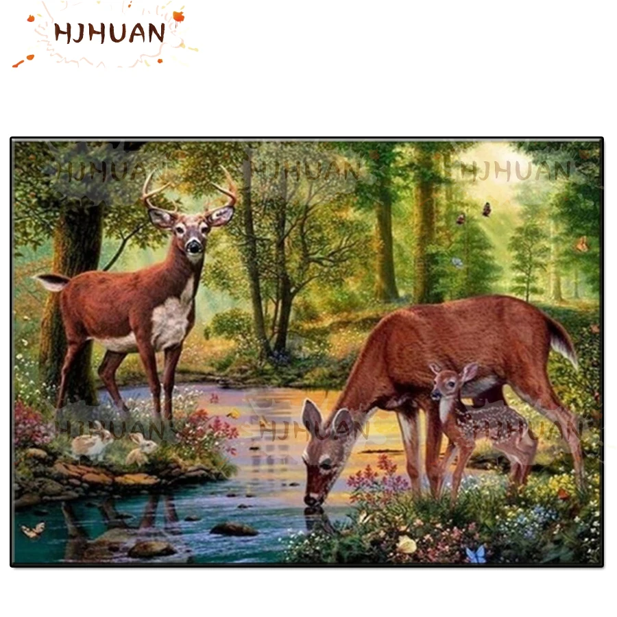 

Full diamond Fawn drinking water 5D Diamond embroidery diamond painting embroidery cross stitch ornaments DIY handmade gift