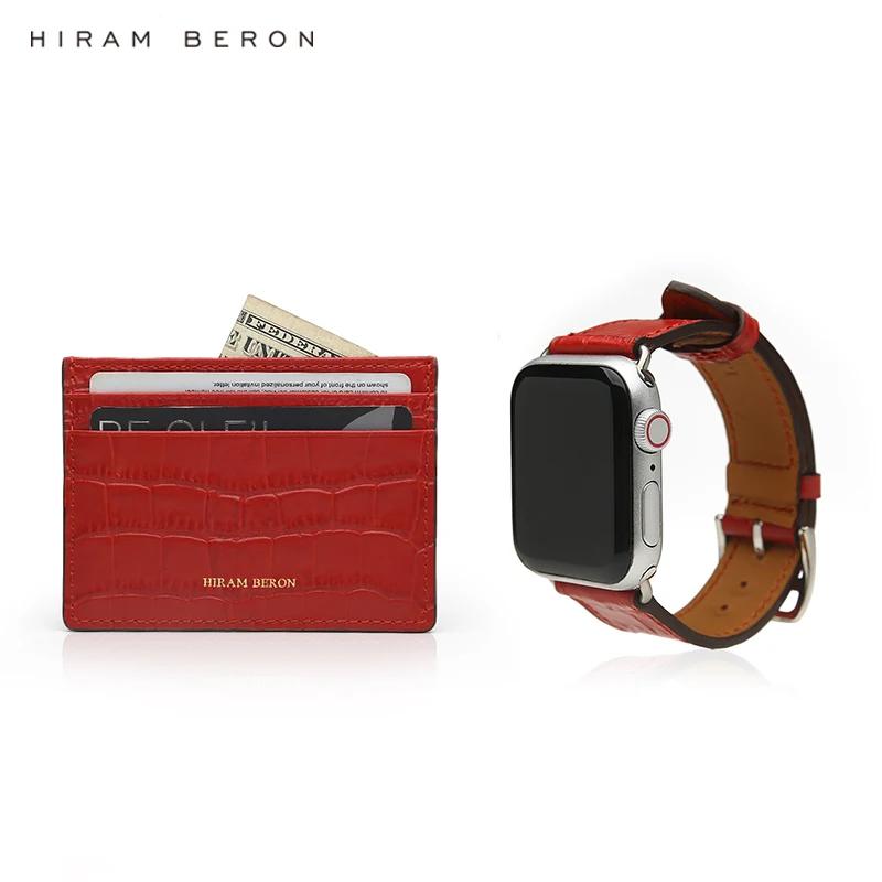 Роскошный подарок на день рождения Hiram Beron красный держатель для карт и ремешок