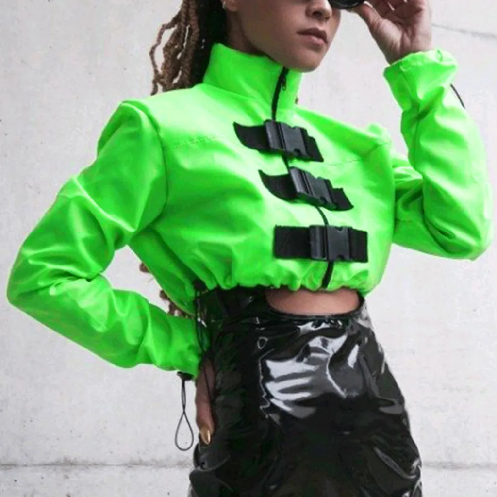 SAGACE Женская флуоресцентная зеленая сумка с высоким воротником и застежкой