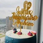 Персонализированные французский Happy топперы для торта на день рождения с золотым блеском на день Рождения Пользовательское имя