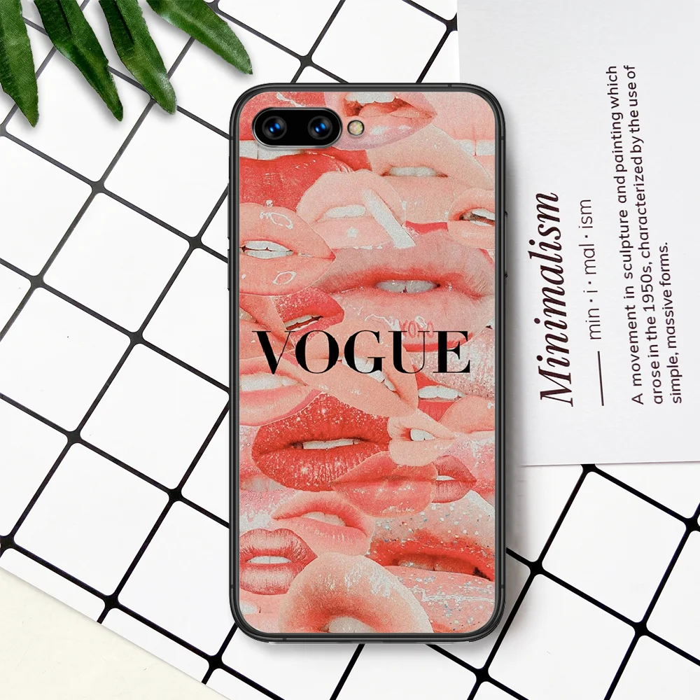 

Fashion VOGUE Charming Girl Magazine Phone Case For Huawei Honor 6A 7A 7C 8 8A 8X 9 9X 10 10i 20 Lite Pro Play black Back Soft