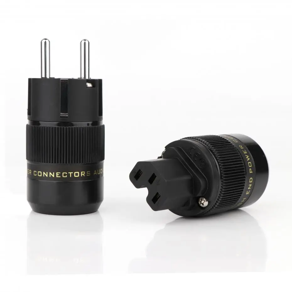 Одна пара P077E + C077 Европейская розетка Schuko с родиевым покрытием и штепсельная