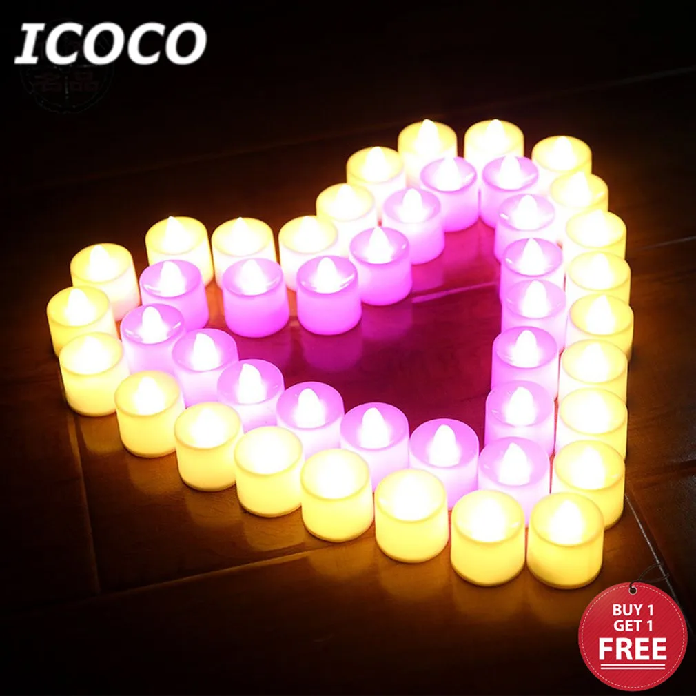 ICOCO многоразовый светодиодный светильник без пламени на батарейках романтичный