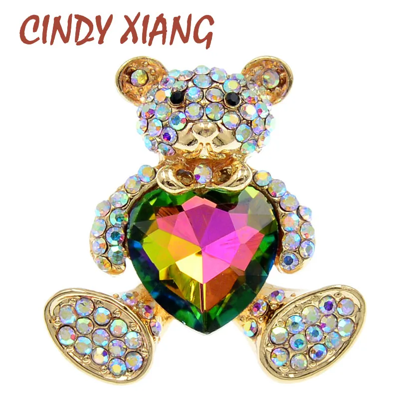 Женские броши CINDY XIANG со стразами в виде сердца и медведя брошь Милого Животного