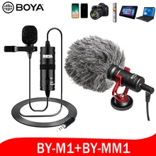 BOYA MM1 M1 Studio Mic Lavalier Mini Microphone for iPhone Canon Nikon Sony DSLR Camera PC Phone Vlog Video Gaming Living