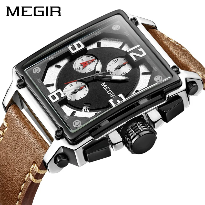 Megir Quartz часы мужские роскошные спортивные армейские хронограф наручные часы лучший бренд светящиеся водонепроницаемые Relogios Masculino часы