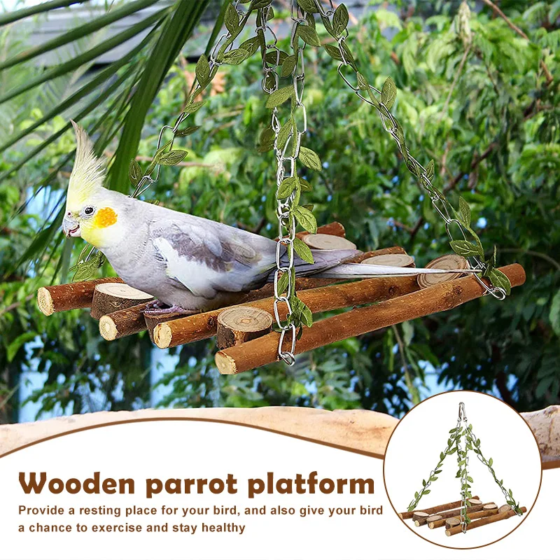 

Попугай, птица, натуральная ветка, осенняя погремушка с деревянной детской подвесной кроватью, игрушка, товары для домашних животных, Pak5