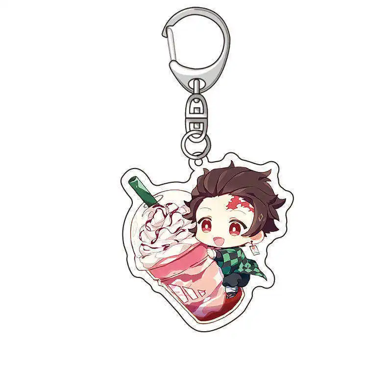 

Cartoon Anime Keychain Demon Slayer Kawaii Kamado Nezuko Agatsuma Zenitsu Key Ring Bag Car Holder For Women Man Key Accessories