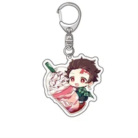 cartoon anime keychain demon slayer kawaii kamado nezuko agatsuma zenitsu key ring bag car holder for women man key accessories