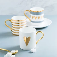wourmth nordic style coffee mugs with spoon gold series high capacity porcelain tea milk cups and mugs creative wedding gift