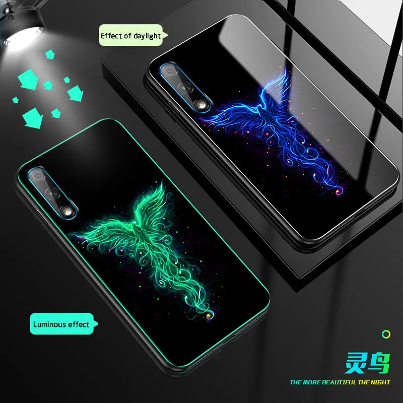 02 Бабочка чехол в виде светящегося стекла для huawei Honor 9X 9X Pro Роскошный чехол для задней части корпуса huawei Honor 8X 9X 7X защитный чехол для телефона чехол Coque - Цвет: 02