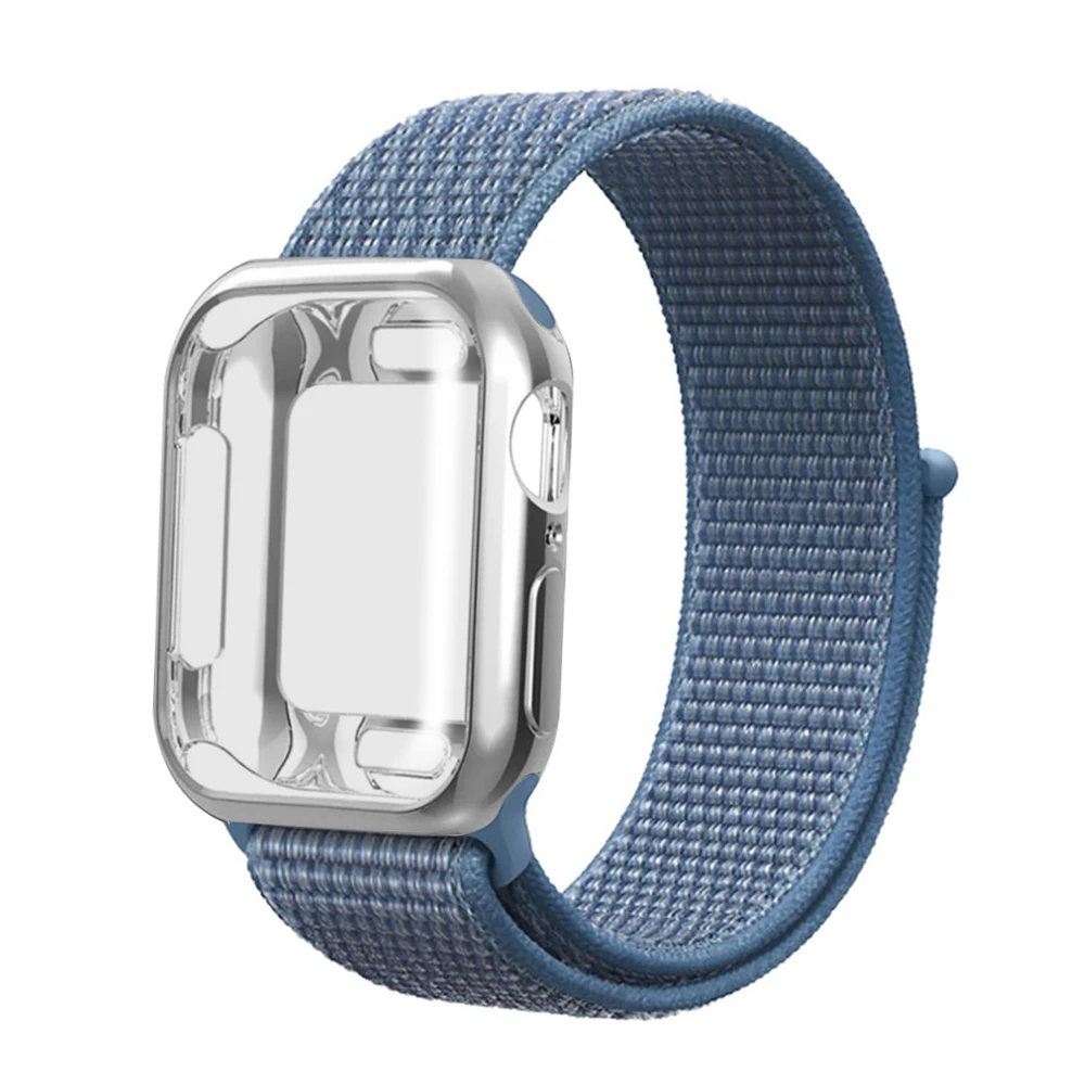 Нейлоновый ремешок+ чехол для Apple watch series 5/4/3/2/1, 42 мм, 38 мм, версия в едином положении во время занятий легкой атлетикой, ремешок для iwatch 40 мм 44 спортивный браслет - Цвет ремешка: Cape blue
