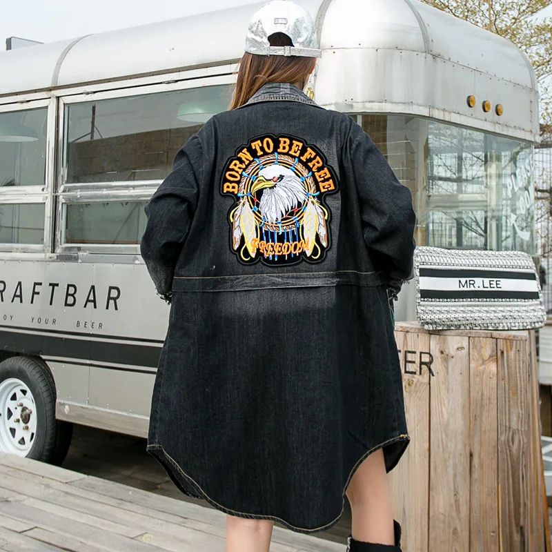 QIN ГМО весеннее женское джинсовое пальто 2021 Женская ветровка с надписью женский