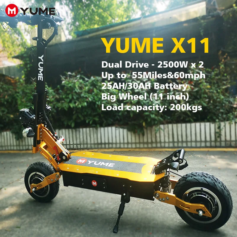 Preise YUME 2021new Leistungsstarke 60v 5000w Dual Motor 11 Zoll Fett Reifen Elektrische Roller Faltbare 2 Räder E Roller Goldene Für Erwachsene
