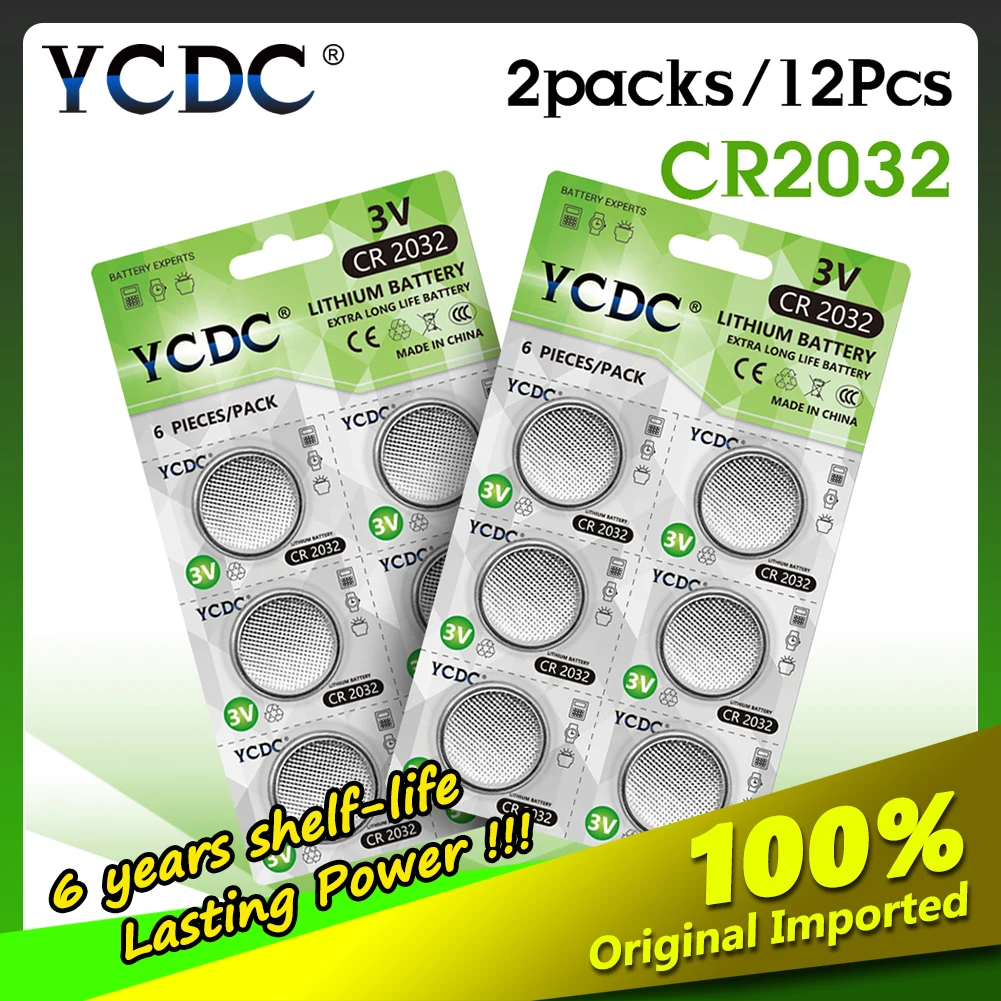 YCDC 12 шт./2 карты CR2032 DL2032 CR 2032 KCR2032 5004LC ECR2032 кнопочная монета 3 В литиевая батарея для