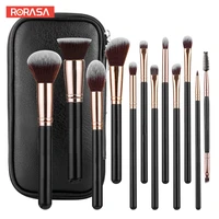rorasa 12pcs black makeup brushes with bag high quality brushes for makeup powder highlight eyeshadow brush cosmetic kit