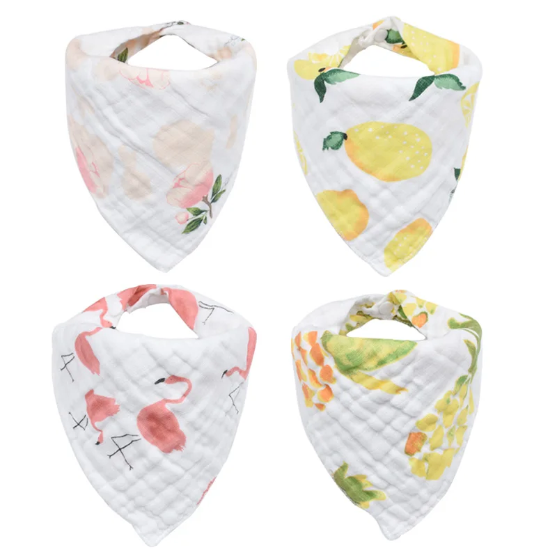 

Musiln Cotton 8 layers Baby Bibs Girls Boys Bandana Bibs Triangle Feeding Smock Infant Burp Cloth Baby Saliva Towel