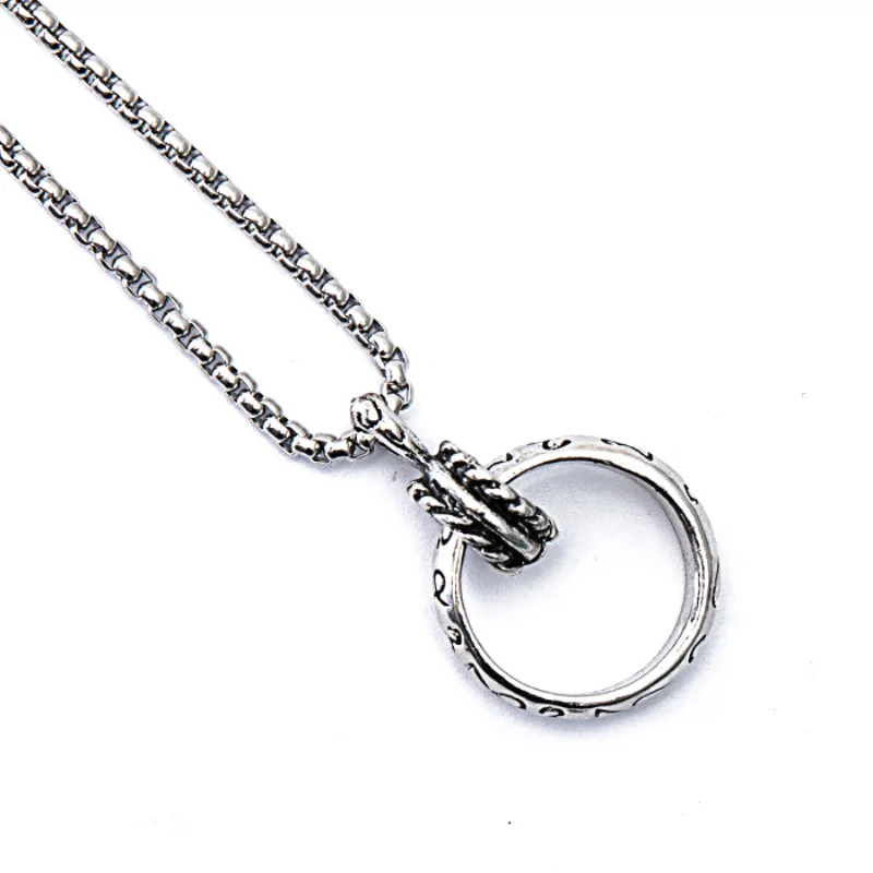 

European and American Ring Pendant Men's Hip Hop Trendy Fashion Necklace Student Gift