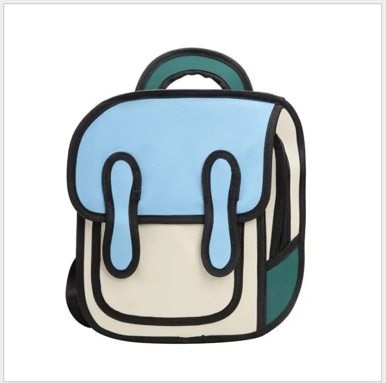 Модные милые студенческие сумки Детский рюкзак 3D прыжок стиль 2D рисунок