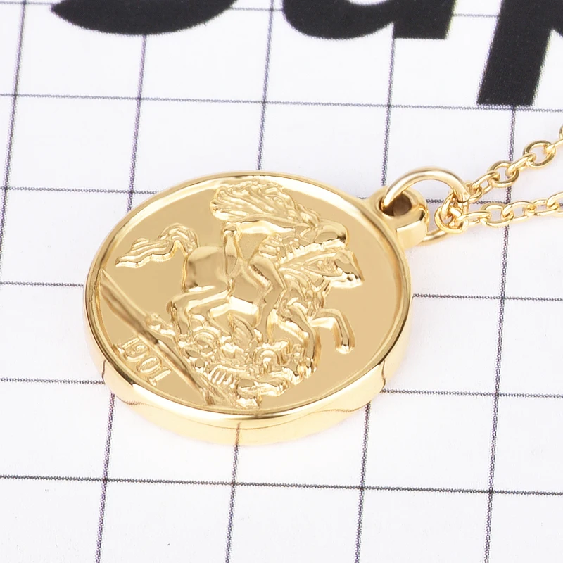 Цепочка с подвеской-монеткой Jeroot в стиле ретро золотистого цвета