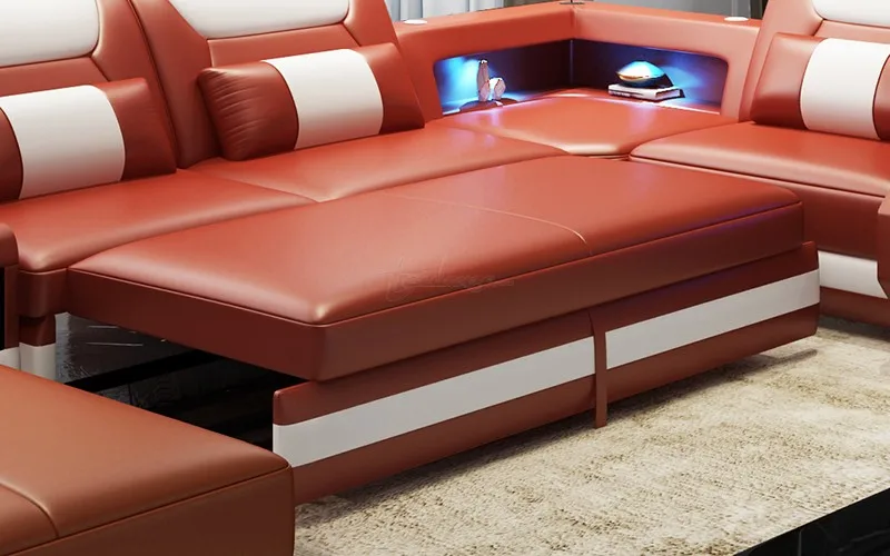 Кожаный диван для гостиной светодиодный светильник музыкальный проигрыватель