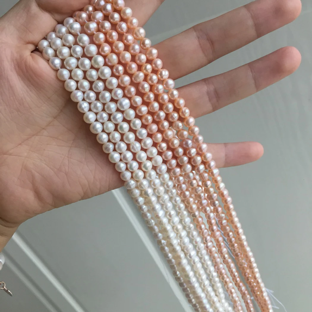 Натуральный пресноводный жемчуг 5-5 5 мм Круглый драгоценный камень бусины для