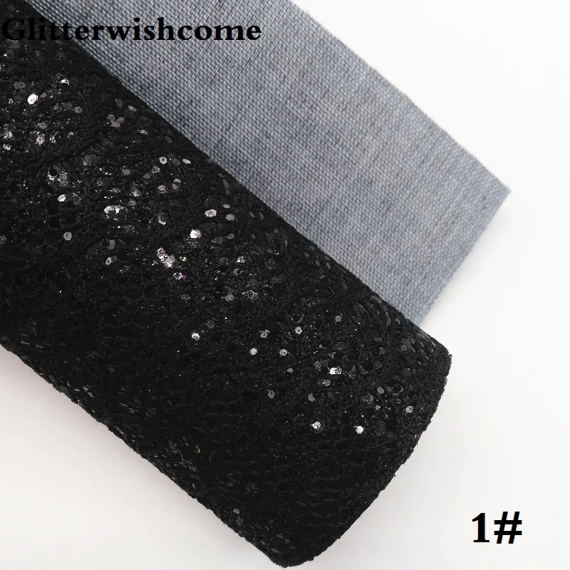 1 Glitterwishcome 21X29 см A4 размер кружева блестящая кожа, рыбка чешуя Русалки Fabirc кожа ткань винил для луков, GM020A - Цвет: 1