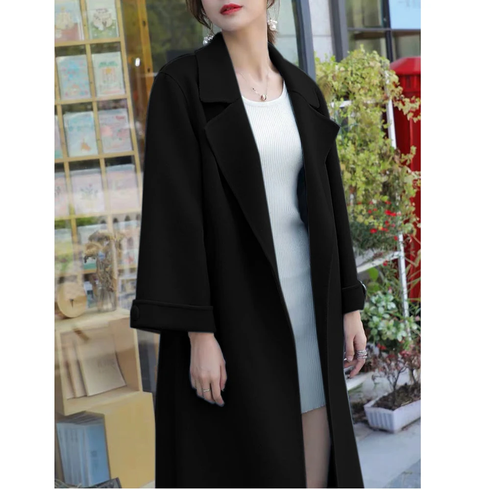 Зимняя шерстяная накидка цвет: голубой черный однотонная свободная X длинное