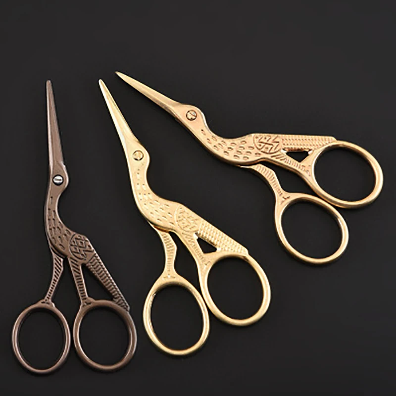 

1Pcs Durable Stainless Steel Vintage Classic Embroidery Scissors Nail Art Stork Crane Bird Scissors Cutters Styling Tools