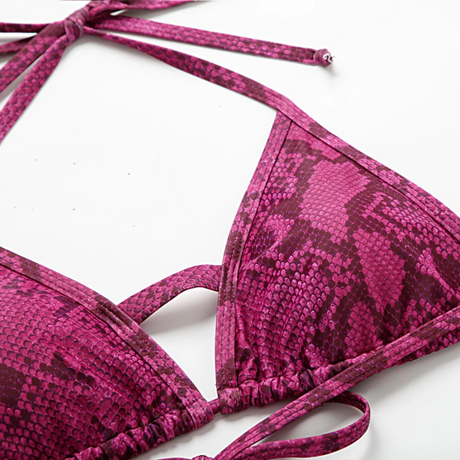 

Women Sexy Patchwork Bandage Split Bikini Set Swimwear Two-Piece Halter Beach Swimsuit trajes de bao mujer 2020 dos pieza 1208