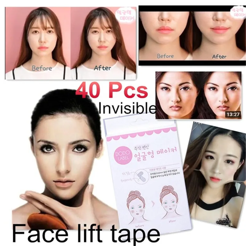40 шт. невидимые тонкие наклейки для лица в форме V быстрая работа косметическая