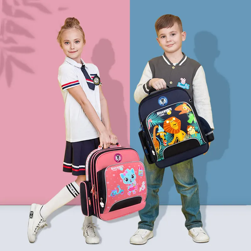 Kids School Bags Cute Cartoon Lion Mermaid Printed Children School Backpack Orthopedic Satchel for Boys Girls Mochila Infantil