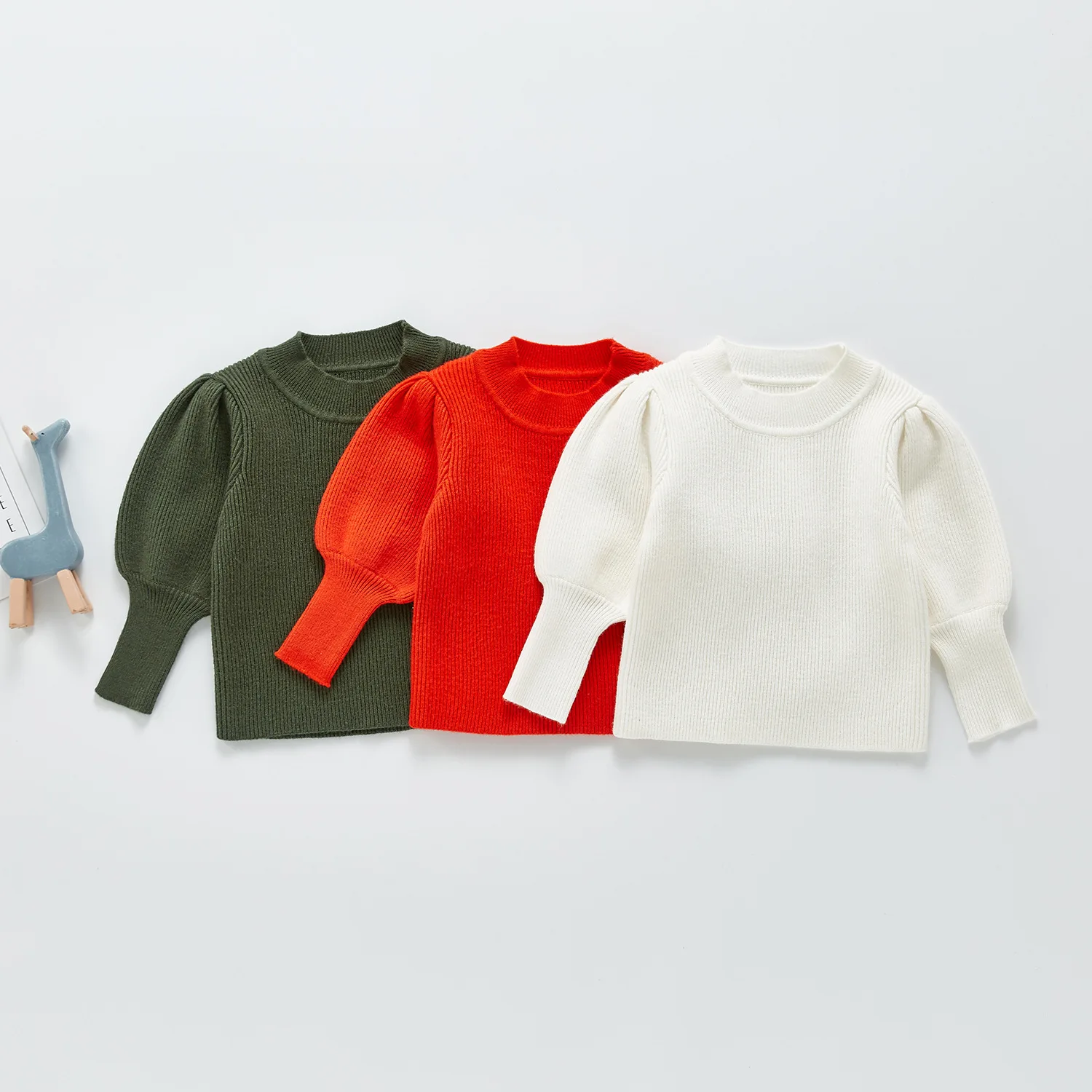 

Детские свитера из хлопка 2021 Новинка; Детские трикотажные пуловеры с буфами на рукавах Демисезонный, Свитера для маленьких детей красного и...