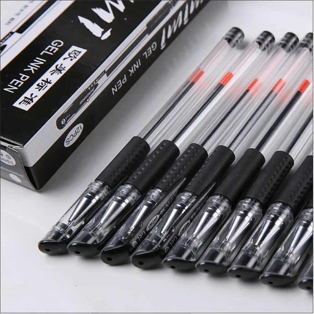 

12 Pcs/pack Gel Pen Set Bullet Point Nib Black Gel Oily Pen Pen Carbon Pen Student Office Stationery And Writing Pen Signat K1A7