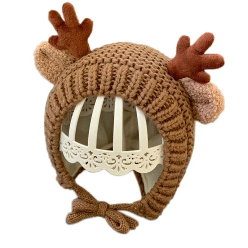 Для малышей Вязаные Милая Шапка бини для сна с изображением рождественских